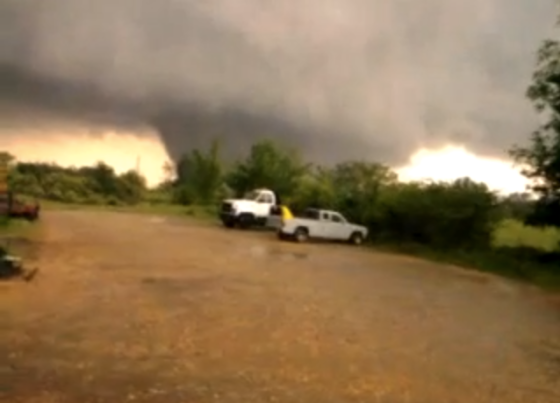 View of the catastrophic tornado near the town of Phil Campbell. The storm maintained peak intensity for an exceptionally long period of time - the swath of EF5 damage was longer than the entire track of all the other EF5 tornadoes on April 27, 2011. (Video still by lookalika maan)