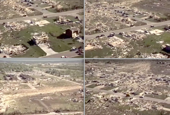 Several views of F5 damage in the vicinity of Chapel Drive, where large two-story homes were swept completely away.[