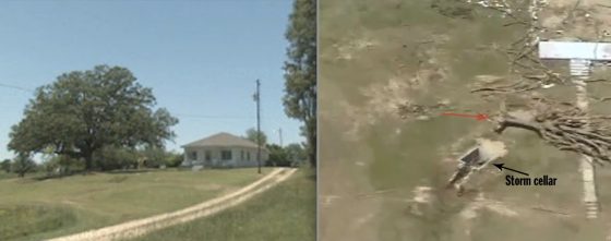 Online discussion of the Phil Campbell tornado brought forth images of an underground storm cellar on Highway 237 that lost its roof in the tornado. No official media sources covered this incredible feat of damage, but photographic evidence appears to confirm its occurrence. (Talkweather, 2011)