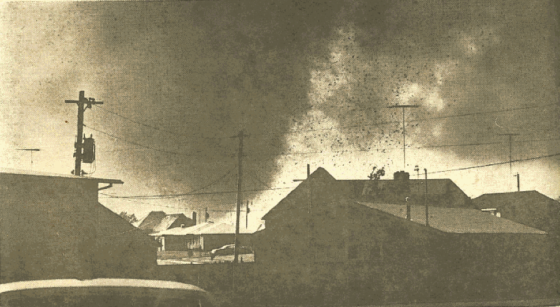 The Topeka tornado was clearly visible and fairly slow-moving, which allowed more than two dozen photographers to capture the storm from various vantage points. (Image from the Kansas State Historical Society)