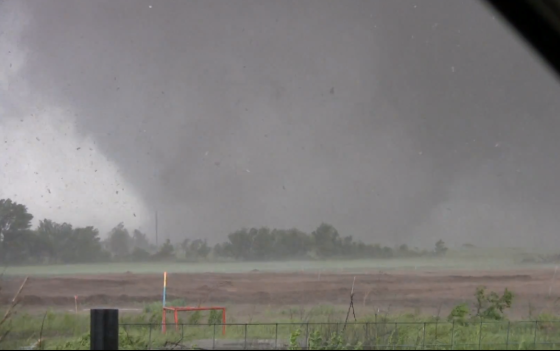 View of the Moore tornado less than two minutes before it entered the city. (Video stills by David Demko and Heidi Farrar)