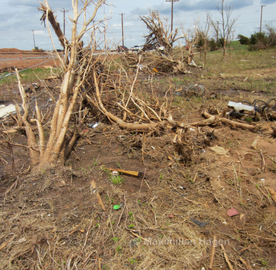 The width of the EF5 damage streak was less than 40 yards.