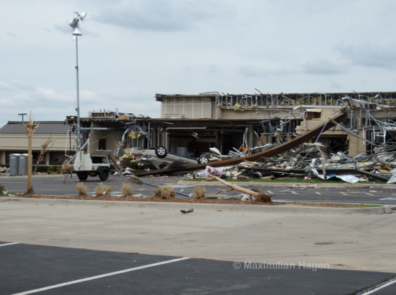 Heavy damage at Moore Medical Center.