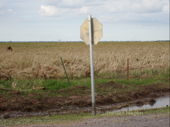 10th and Radio Road was marked by a sign placed after the tornado to direct local traffic.