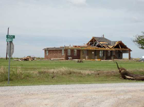 A home on Reno Road experienced EF2 damage.