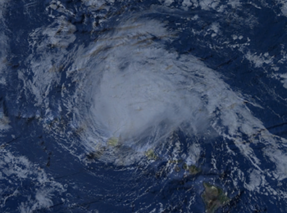 Hurricane Hiki was the first operationally verified tropical cyclone to affect the Hawaii. The unusually small hurricane brought tropical storm force winds to the northern coasts of several islands. Above is a creative representation of the storm as it passes north of Kauai.