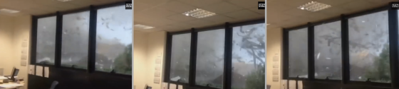 Cellphone footage captured the 2013 Milan tornado as it passed over an office building.